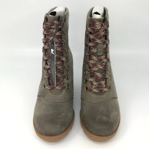 sorel lexie wedge boots khaki
